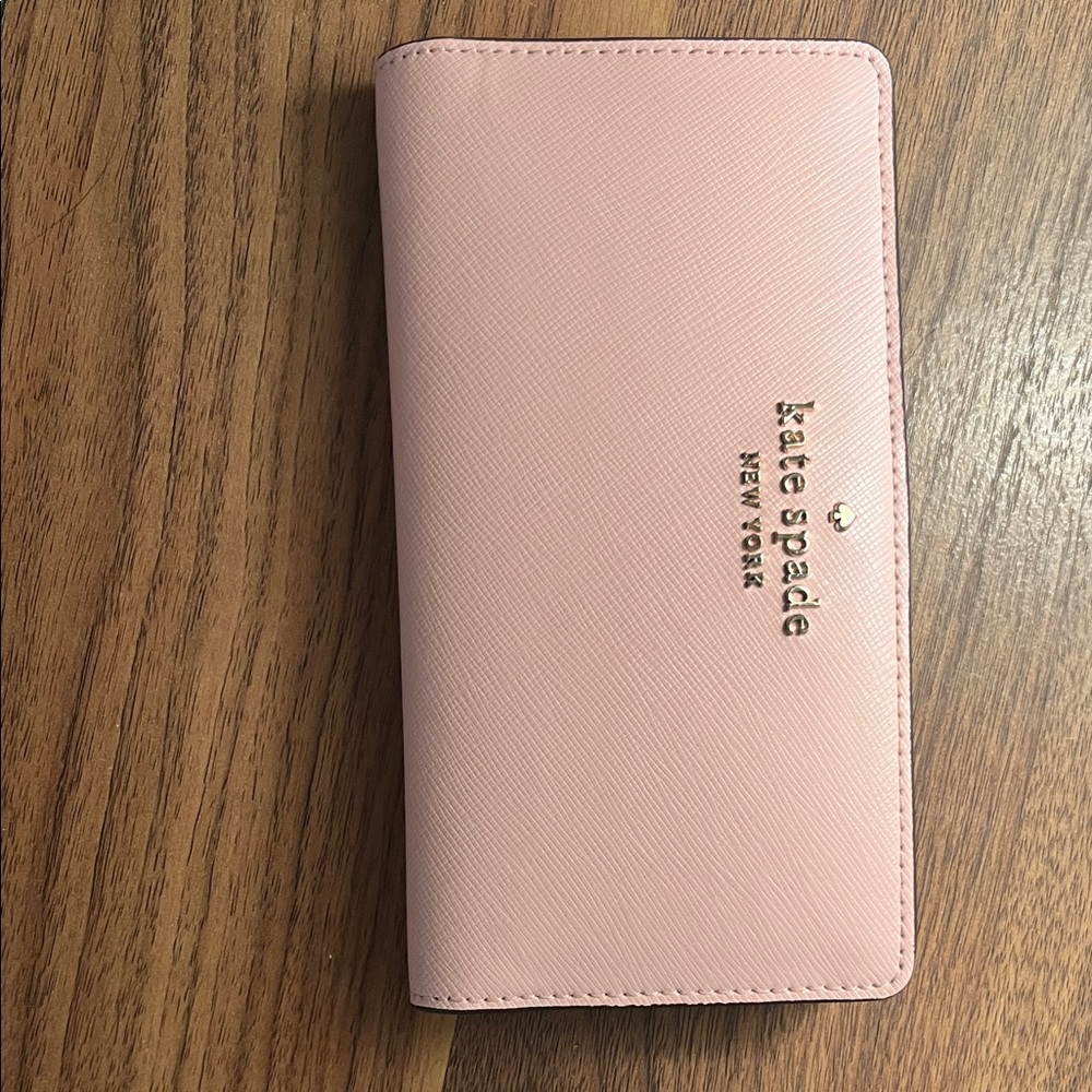 Kate Spade Blush Pink Wallet with Gold Accents